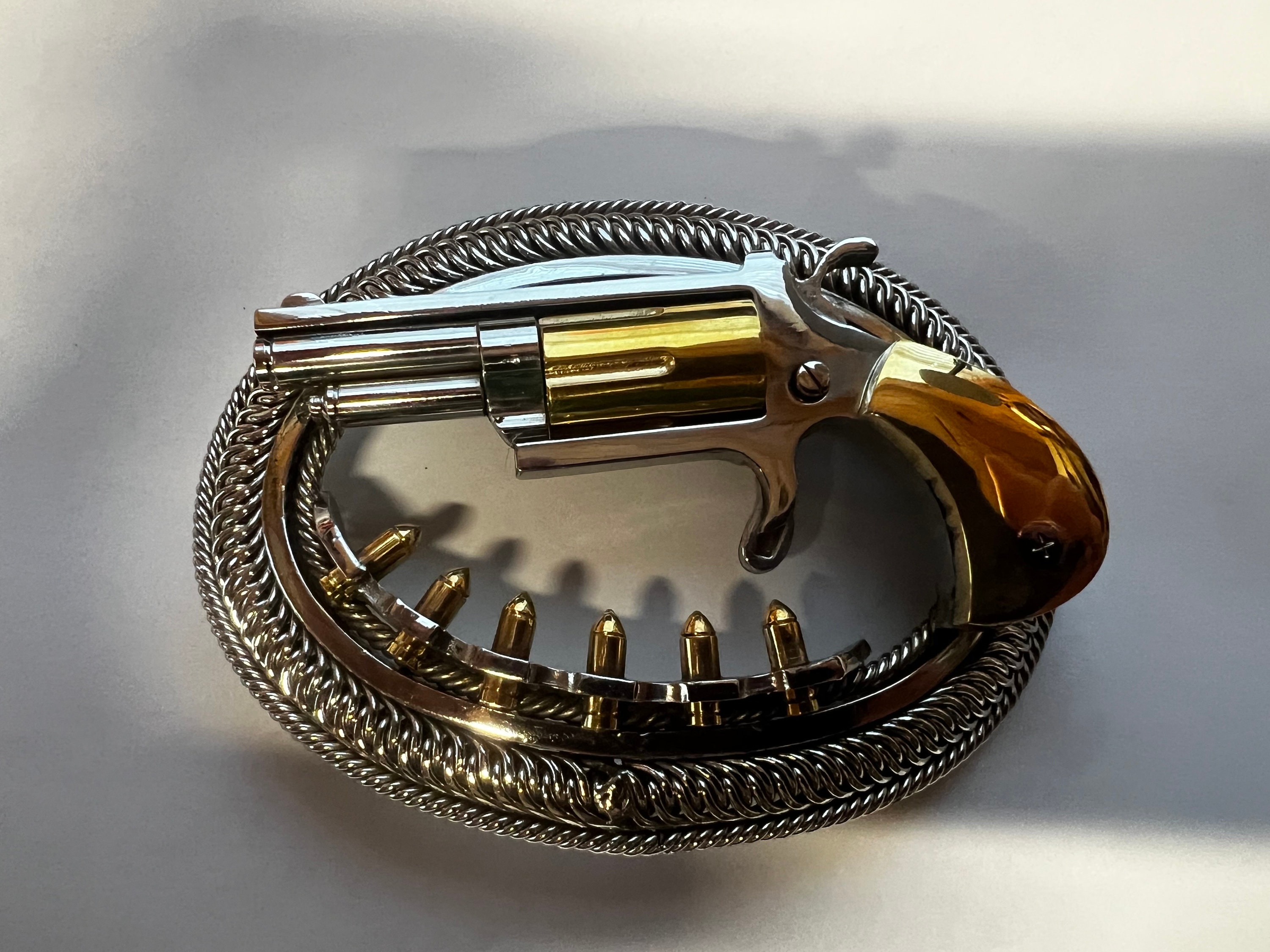 Boucle De Ceinture Vintage Pistolet à Chambre Tournante - Occasion, Thème Cowboy (4x2.5 Pouces)