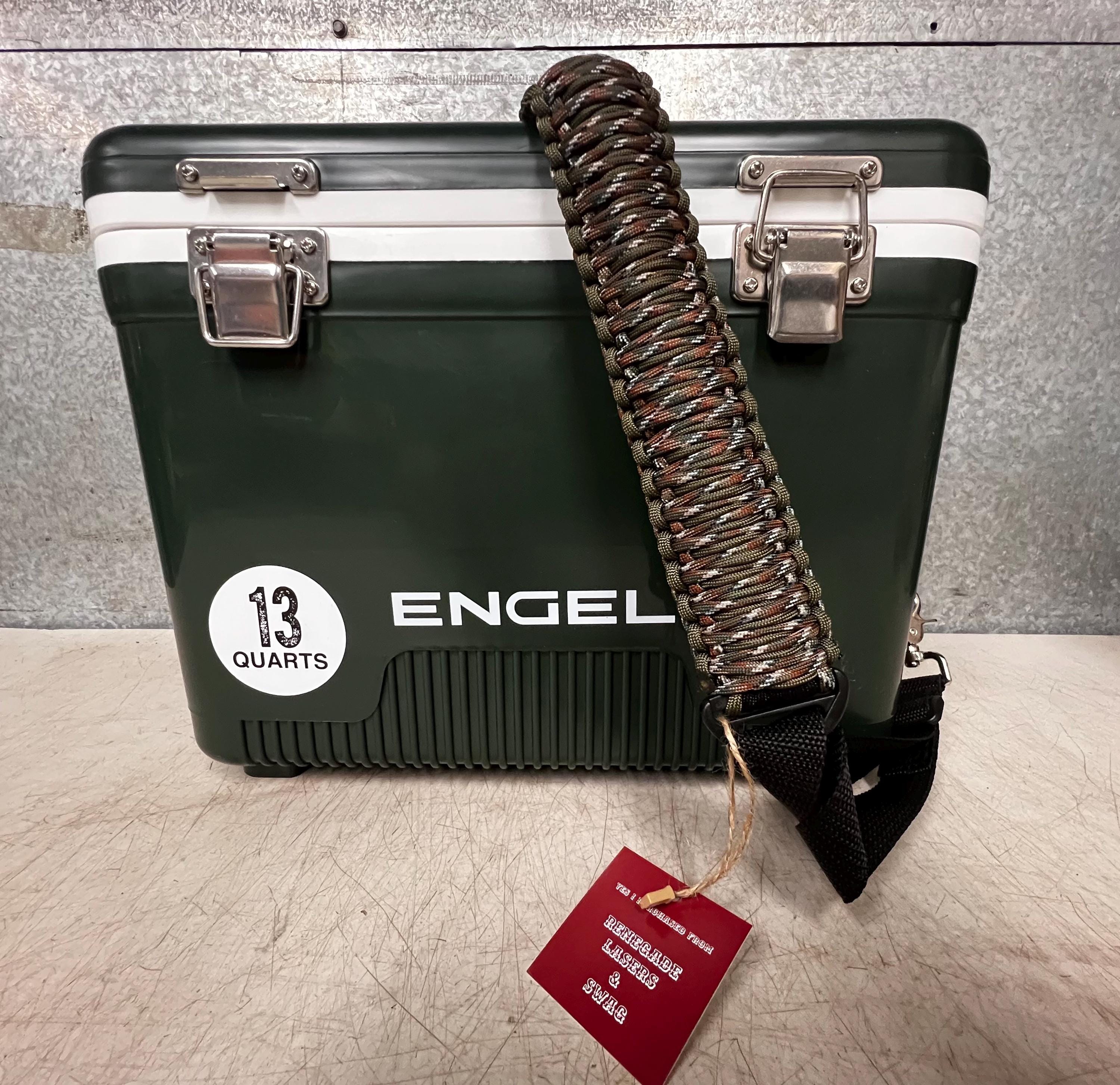 13qt Engel British Racing Green and White Cooler With Para-cord