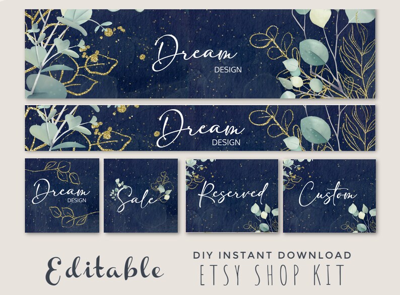 Etsy Branding Kit, Etsy Banner, DIY Banner, Styling Surface, Watercolor