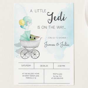 Baby Alien Shower Invitation, space figure Baby Shower Party Invitation, Baby Shower Space Wars, Instant download templett Digital File