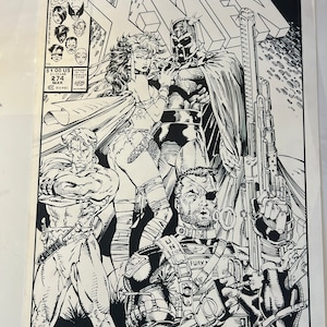 Comic Cover recreation, uncanny x-men 274, x-men, magneto, rogue, Scott William, Jim Lee, original art, pen and ink