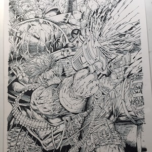 Comic Page, comic art,recreation, Grifter,Badrock,  Rob Liefeld , image , comics , original art,  comic fan gift, comic lover, Bedrock
