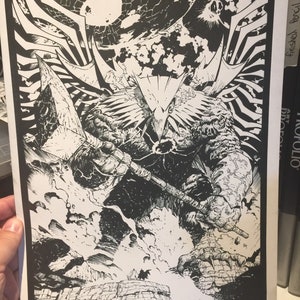 Sztuka komiksowa, Oryginalna sztuka komiksowa, Prezent dla fana komiksów, Rekreacja Justice League, Greg Capullo, Sztuka DC, Sztuka komiksowa Marvela, Prezent dla taty
