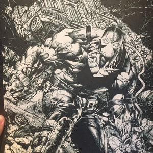 Komiks, okładka, rekreacja, Bane, Batman, komiks, David Finch, Sztuka, DC, Marvel, Obraz, Fan, Prezent dla taty, Dzień Ojca, kolekcjoner, Sztuka komiksowa