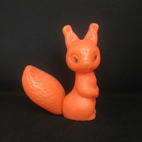 Vintage Soviet toy - squirrel. Plastic toy doll of the USSR.