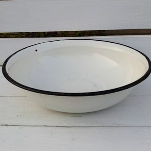 Enamel Dish, Large Metal Bowl, Rusty Enamel Dish, Rustic Vintage Enamel Bowl, Rustic Decor Enamel Bowl, Enamel Mixing Bowl