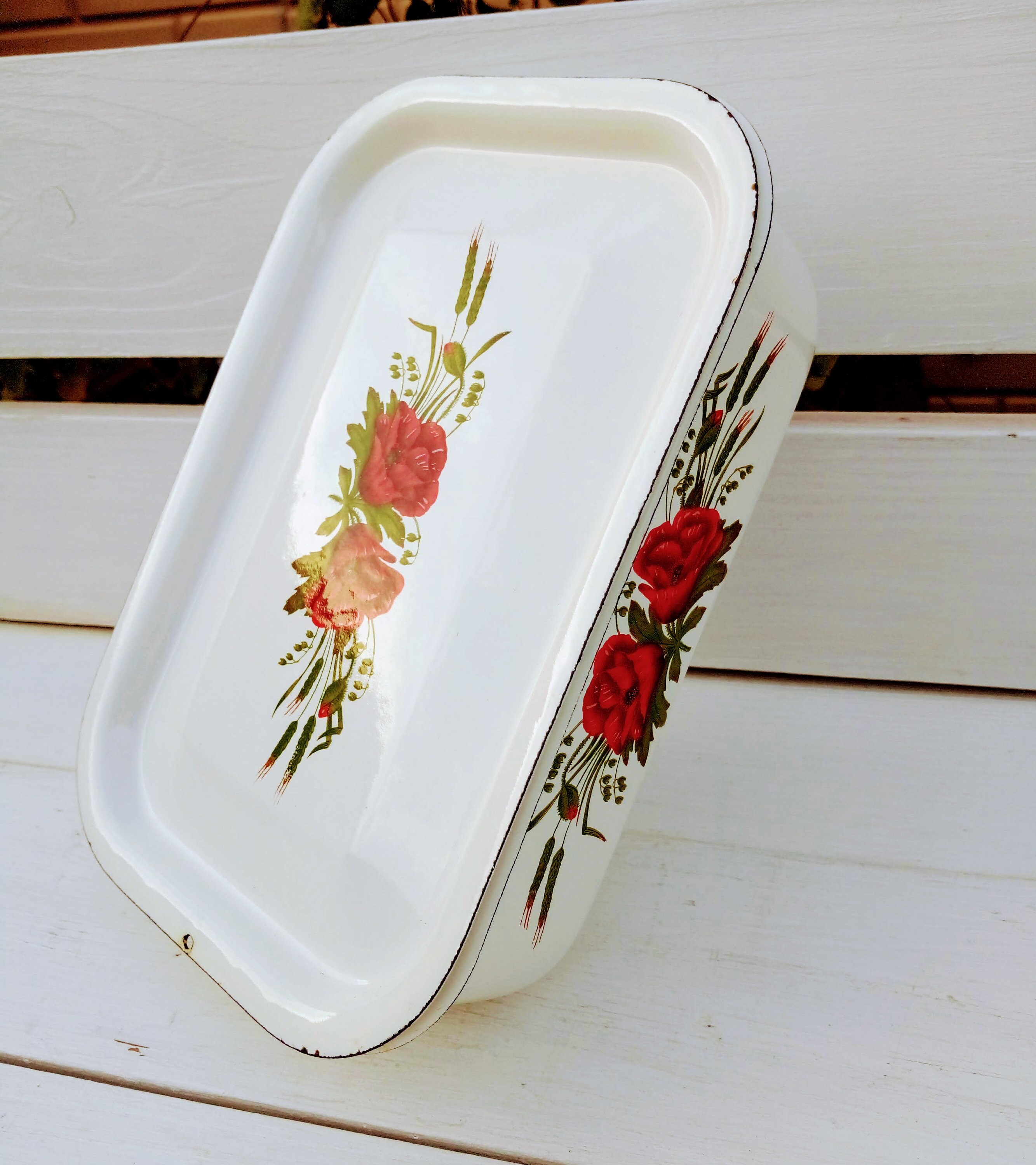 Vintage White Enamel Storage Container With a Lid Soviet Etsy