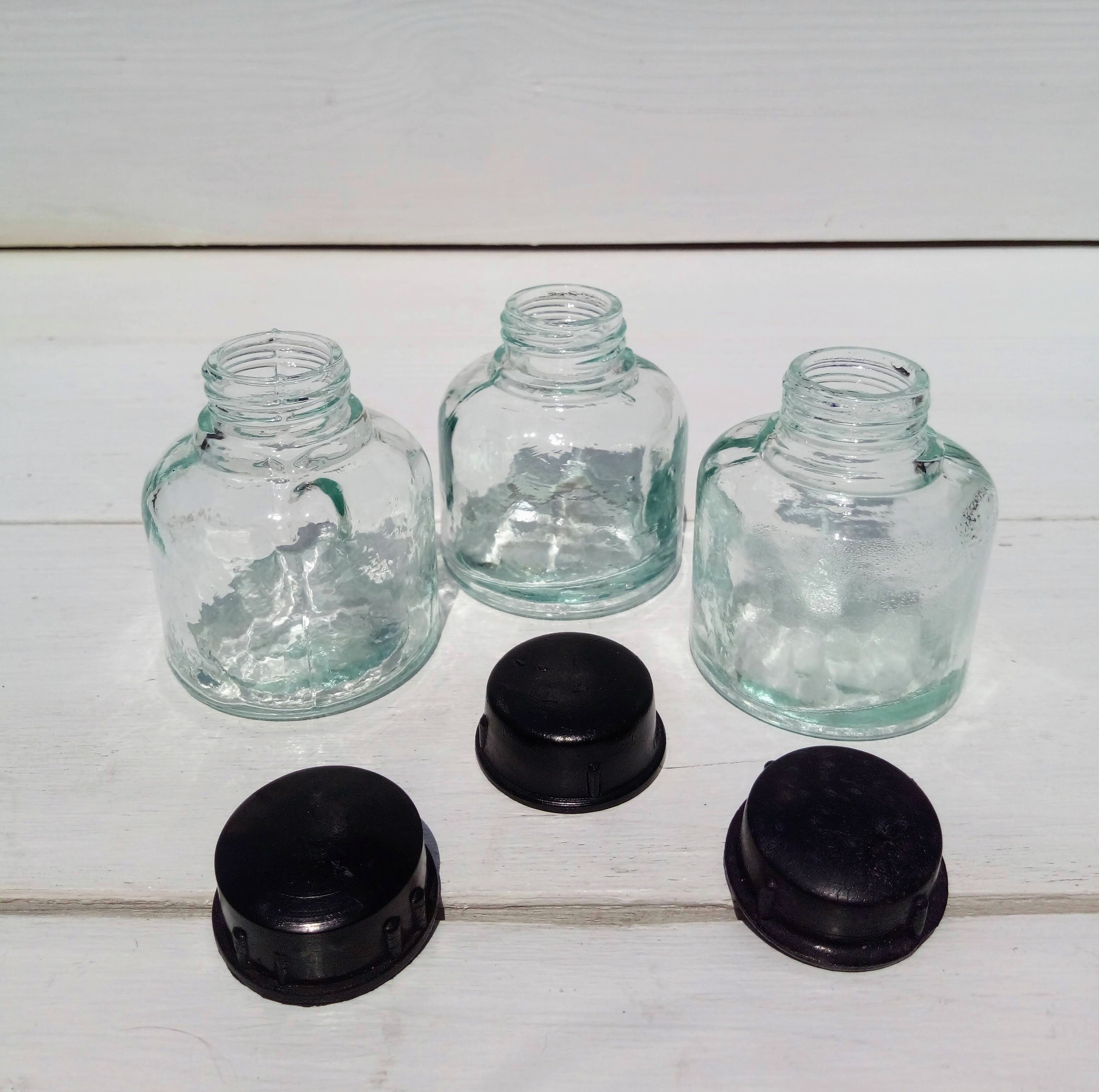 Set 3 Pcs. Antique Glass Jar Ink Bottle Lidded Bank Old Soviet Etsy UK
