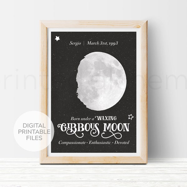 Waxing Gibbous Moon Art Etsy