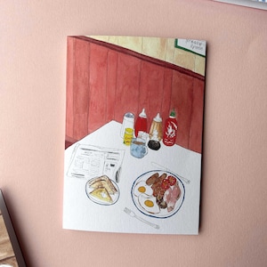 Carte de voeux pour petit déjeuner anglais / Carte pour la fête des pères / Carte pour papa / Petit déjeuner frit / Cuillère grasse