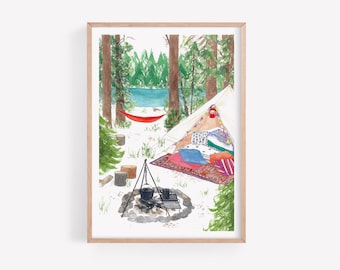 Canada Camping Art Print / Lakeside