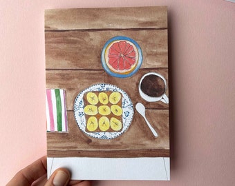 Banana on Toast greeting card / blank inside / Food card / Breakfast