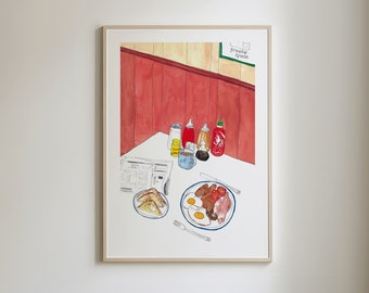 English Breakfast Art Print / Father's Day Gift / Food print / Gift for Dad / Breakfast