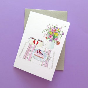 Carte de café et de gâteau / Carte d'anniversaire / Carte de la Saint-Valentin / Vide à l'intérieur