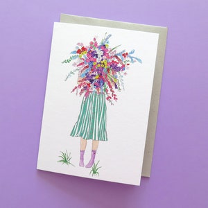 Bouquet de fleurs Carte de voeux / Blanc à l'intérieur / Carte de remerciement / Carte d'anniversaire / Carte d'anniversaire