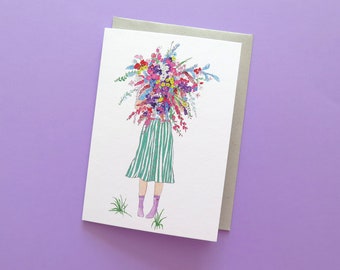 Bouquet of flowers Greeting card / blank inside / Thank you card / Anniversary card / Birthday card