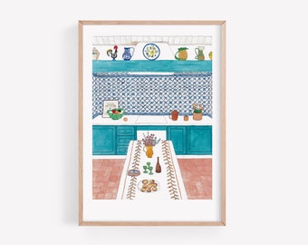Portuguese kitchen Art Print / Signed limited edition print / Portugal