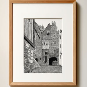 Bakehouse Close Hand Drawn Graphite Architectural Print Scotland Wall Art