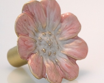 Dahlia Pink Flower Cabinet Knob