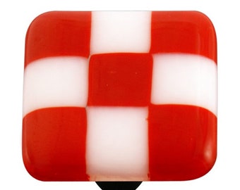 Checkerboard Collection Square Knob 1-1/2" Aquila Art Glass