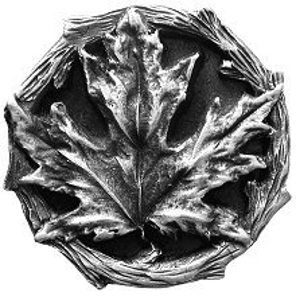 Notting Hill Cabinet Hardware Maple Leaf Antique Pewter 1-1/4″ diameter