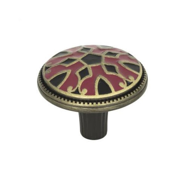 Canterbury Knob 1 1/2 Inch Black & Red