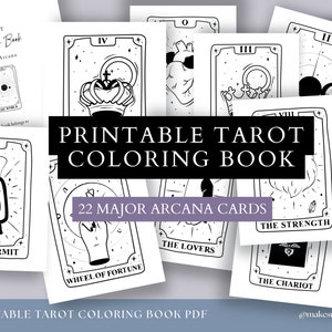 Tarot Card Deck Coloring Book Pages Printable PDF | 22 Major Arcana colouring for kids adults women men witches teens