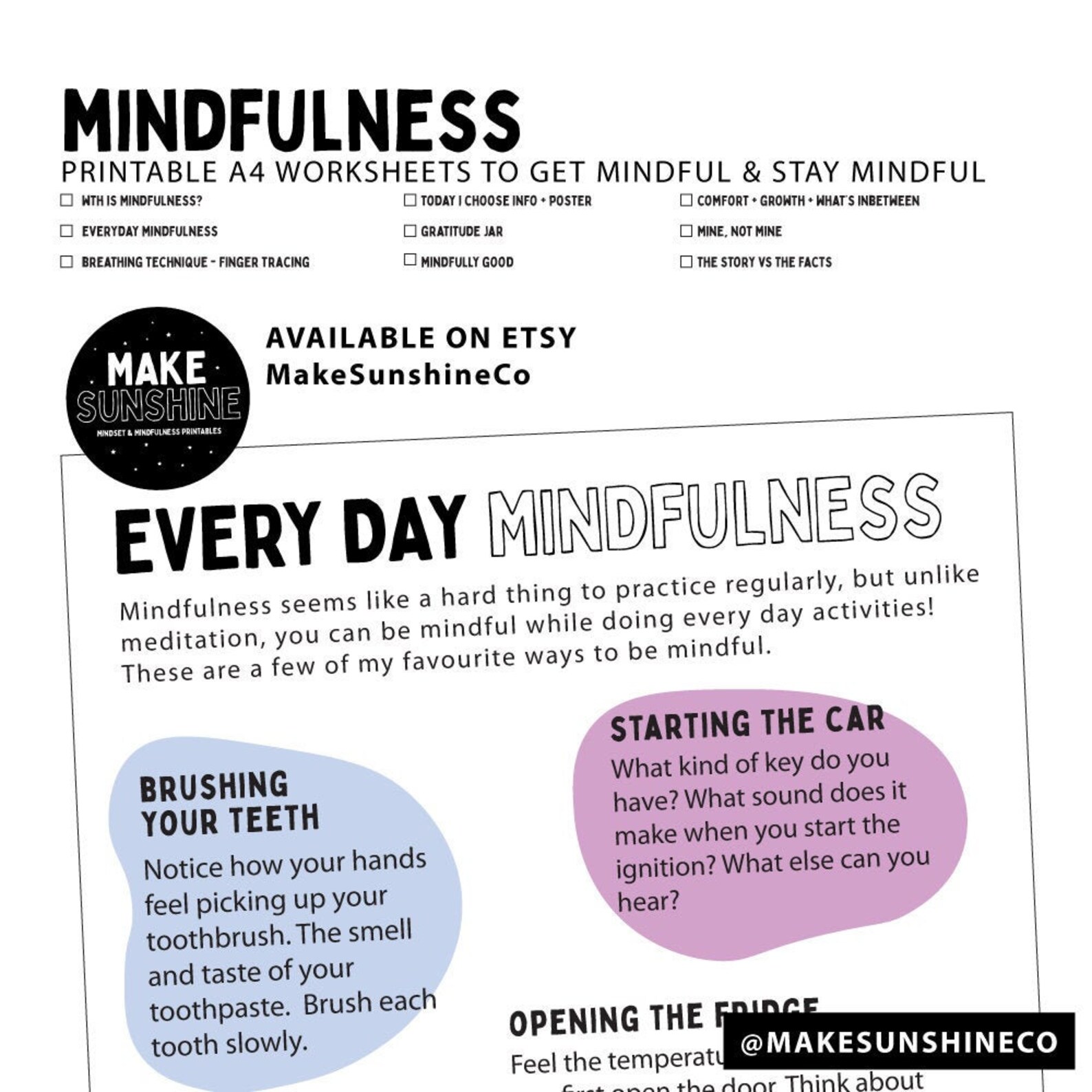 Printable Mindfulness Worksheets Pdf