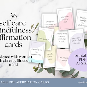 Zelfzorgbevestigingskaarten voor vrouwen, Mindfulness aanmoediging citaten kaartendek, afdrukbare PDF | Chronische ziekte Adenomyose Endometriose