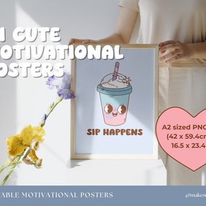Cute Motivational Positive Self Love Wall Art Printable Posters for Kids Adults Office Decor Quotes Prints Retro Bundle INSTANT DOWNLOAD