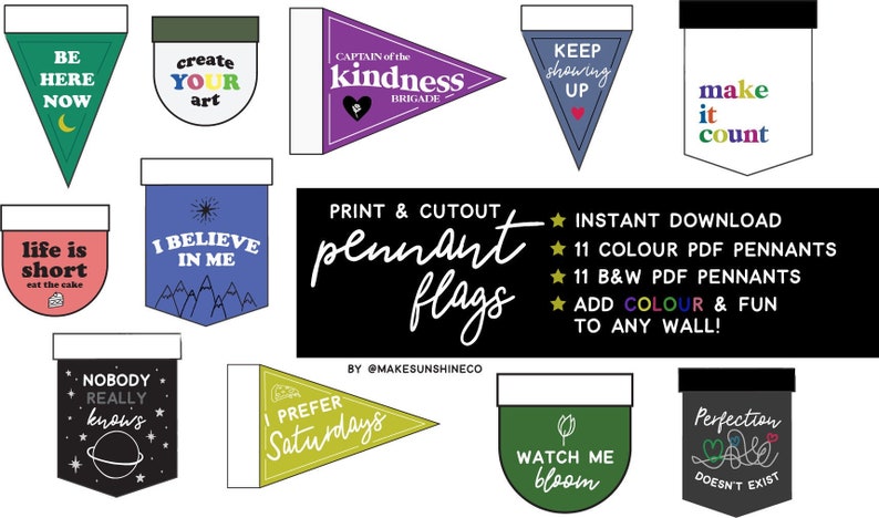 Printable Pennant Flag Wall Art for your home office or room image 1