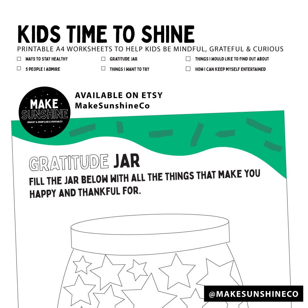Printable KIDS Worksheets for Mindfulness Gratitude & - Etsy Australia