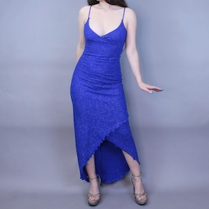 Vintage Y2k Glitter Hi-Low Party Dress Bodycon Midi by Hyphen