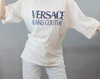 Vintage 90s Versace Jeans Couture Embroidered T-shirt