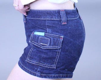 Vintage Y2k Cargo-stijl denim micromini-short met lage taille van TotheMax!