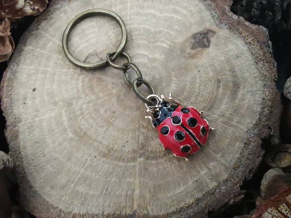 Ladybug Keyring Ladybird Keychain Good Luck Charm Zipper Charm