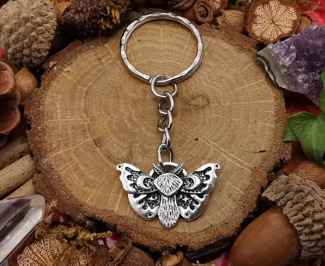 Moth Keychain Luna Moth Charm Creasent Moon Phases Wiccan Etsy UK