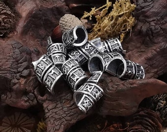 Rune scroll hair rings, Viking Beard beads, Braid jewellery,Vegvisir Love Compass, Shelid Knot, Black Sun, Aegishjalmur, Nordic Gifts