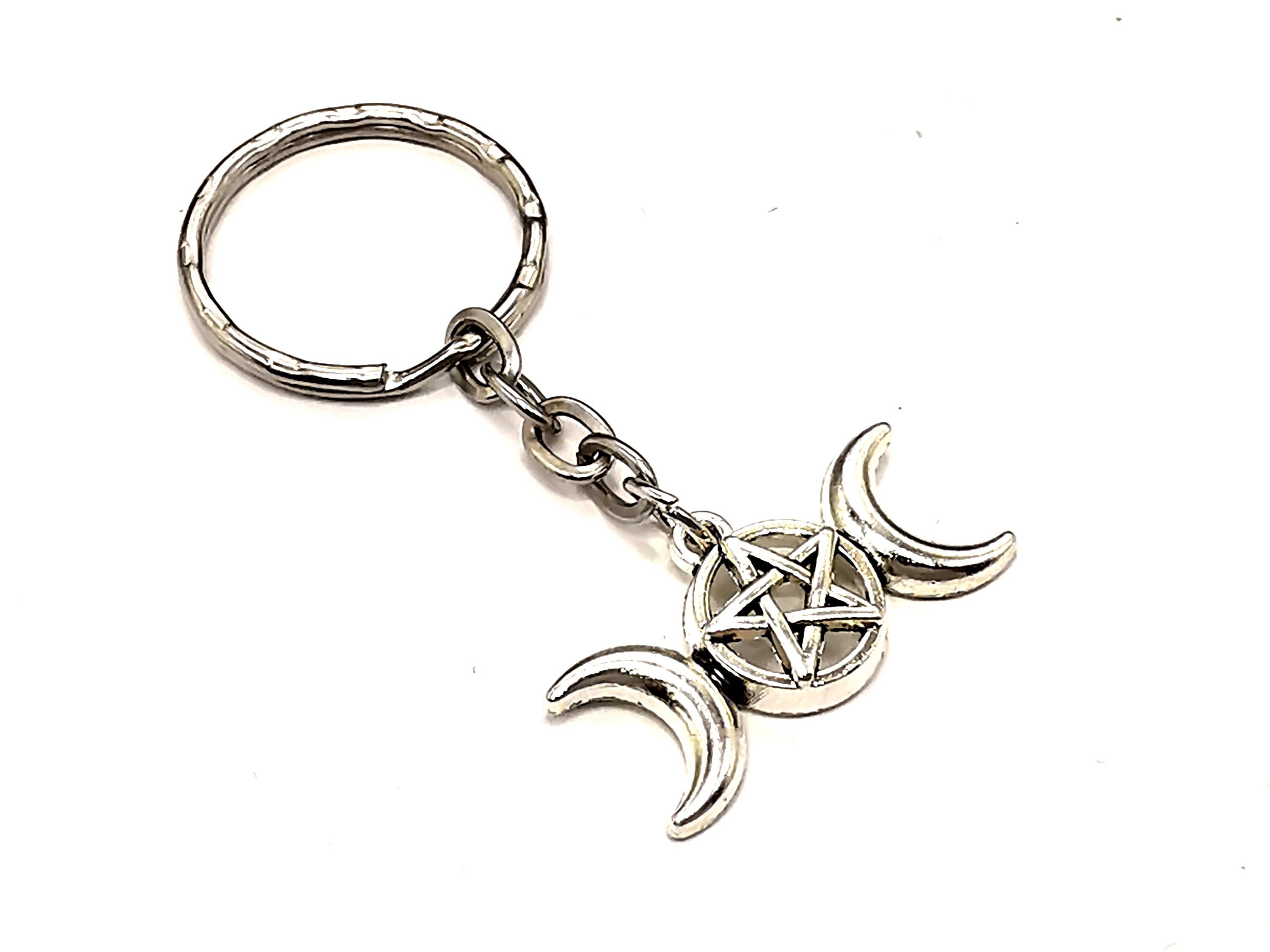 Full Moon Keychain, Full Moon Key Ring, Moon Phases Gift, Wiccan