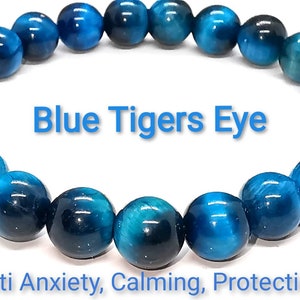 Boys Blue Tigers Eye Bracelet, Kids Gemstone Jewellery, Anti Anxiety, calming, Stress relief, Friendship Bracelet, Birthday Gift, Page boy