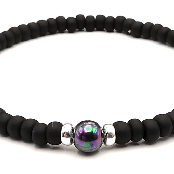 Bracelet en perles noires, perle noire rare des mers du Sud, bijoux en perles pour hommes, 30e perle et 18e cadeau d'anniversaire en porcelaine, cadeau pour mari