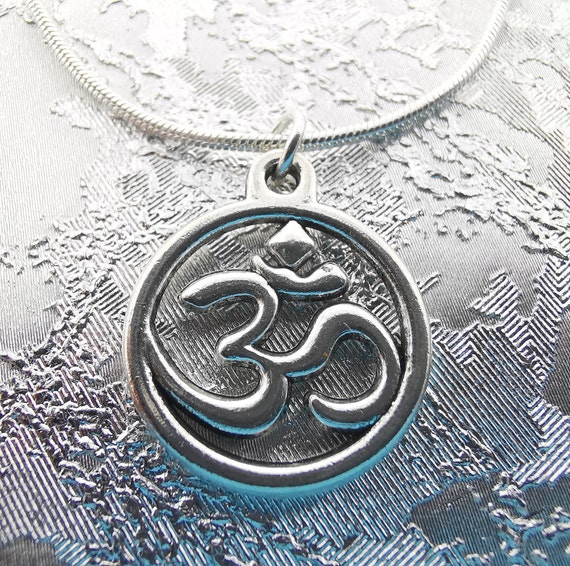 Mini Om Charm Silver Lotus OM Pendant Om Necklace OM | Etsy