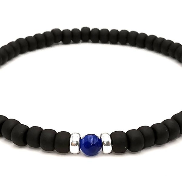 Mens Sapphire bracelet, Minimalist jewellery, seed bead bracelets, September Birthstone, 45th Wedding Anniversary, Husband Gift,