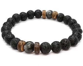 Pulsera de labradorita, pulsera de piedra de lava, pulsera de aceite esencial difusor, joyería de roca de lava volcánica, pulseras perfumadas, regalo de piedras preciosas