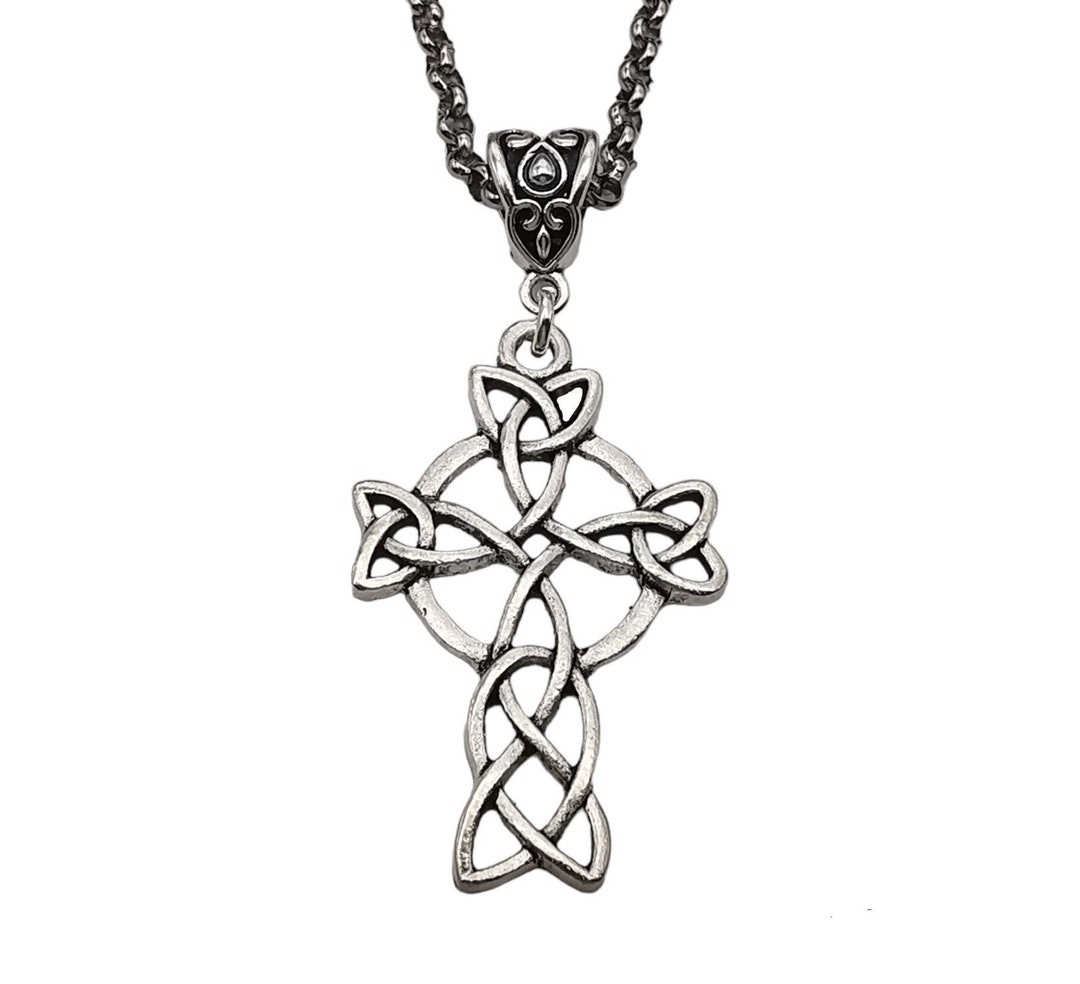 Celtic Cross Necklace Trinity Knot Cross Triquetra Eternity Etsy