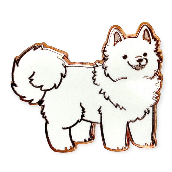 Samoyed Dog Enamel Pin Rose Gold Fluffy Chibi Animal Puppy Furry