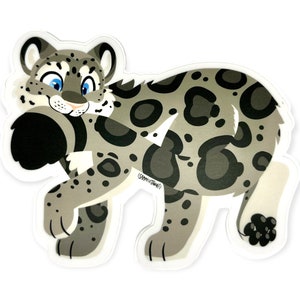 Snow Leopard Fluffy Tail Cute Animal Sticker