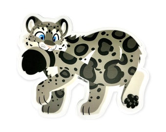 Snow Leopard Fluffy Tail Cute Animal Sticker