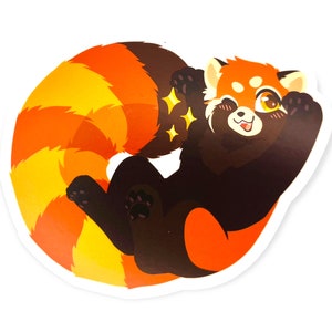 Pegatina de panda rojo, calcomanía de Chibi peluda de animal lindo