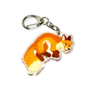 Fox Acrylic Holographic Keychain Charm, Cute Animal Cartoon Decoration Furry Gift